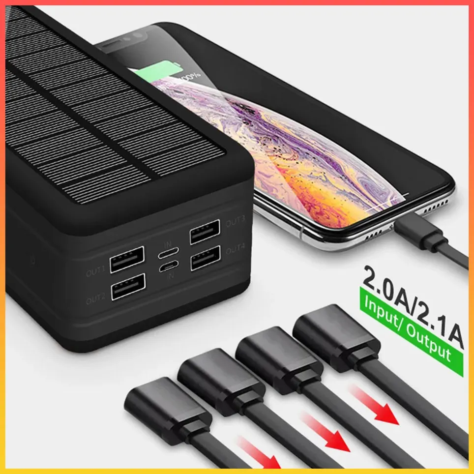 

Solar Power Bank 100000mAh Solar Charging Mobile Phone Wireless Charging Large Capacity Battery External Battery Fast Charging