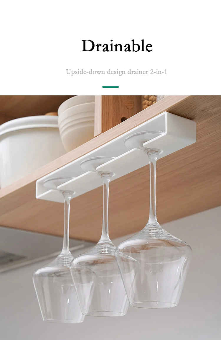 Description Picture 6 of itemWine Glass Holder Hanging Wine Glass Holder Under Shelf Plastic Stemware Rack Glassware Drying Storage Hanger For Kitchen Bar