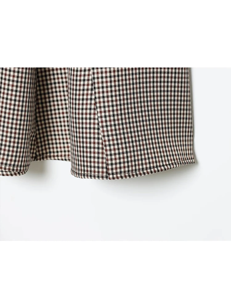 Autumn New Women Vintage Plaid Printed Skirts With Belt Elegant Temperament A-line Midi Skirts Fashion Casual Lady Skirts