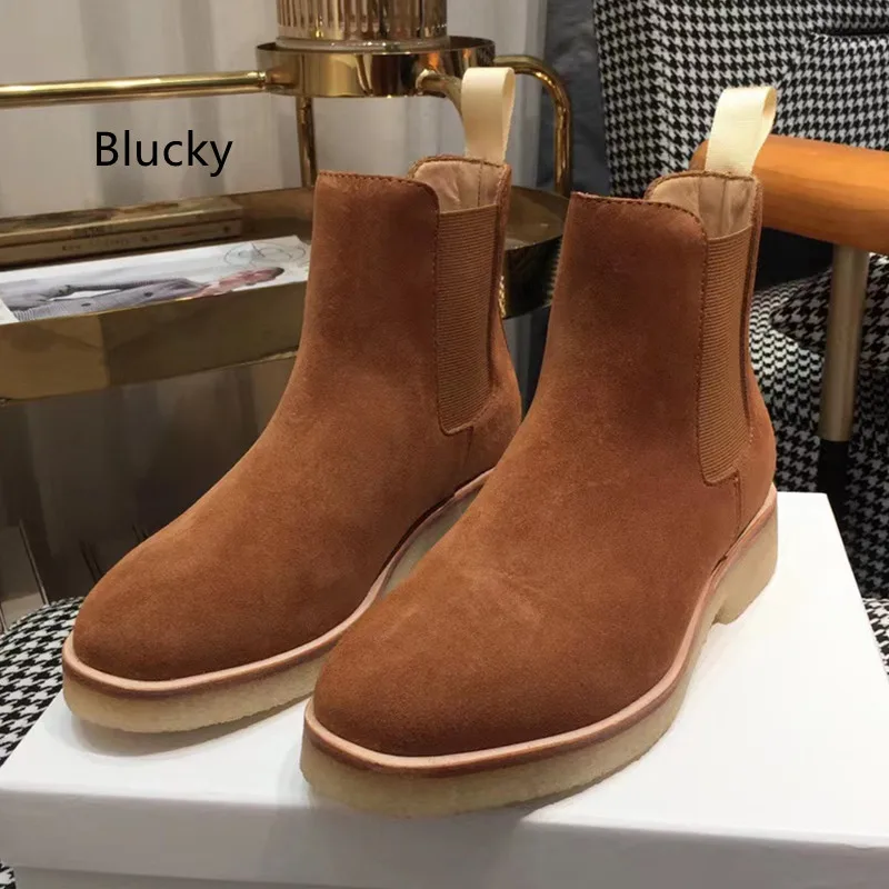 

Women's round head thick sole genuine leather short Martin boots Women's autumn and winter lace up fashion versatile ankle boots