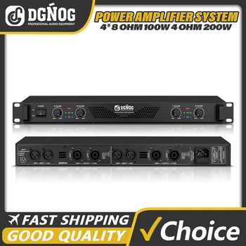 DJ Power Amplifier 4 Channel Lightweight Amplifier 1U 8 Ohm 100W 4 Ohm 200W Suitable for Small Stage Performance Karaoke DGNOG 1