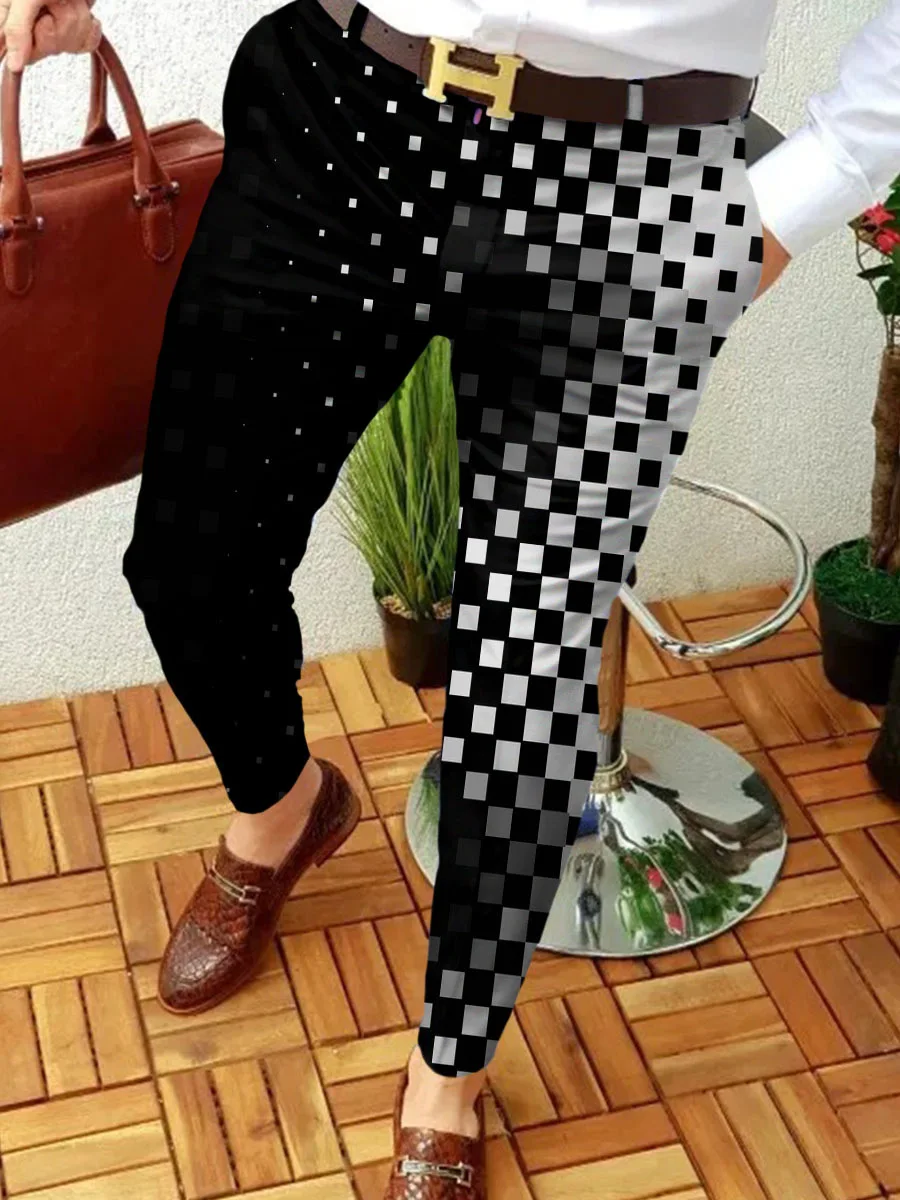 2022 NEW Men Business Casual  Trousers Retro Pattern Print Straight Long Pants Mens Spring Autumn Fashion Streetwear