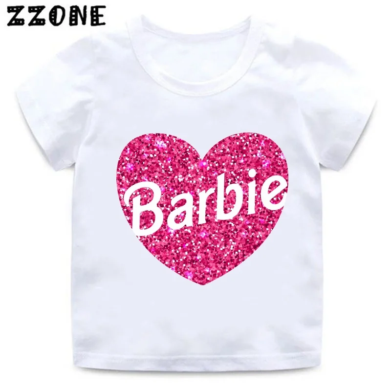 Hot Sale Barbie Princess Print Cartoon Kids T-Shirts Fashion Kawaii Girls Clothes Baby Boys T shirt Summer Children Tops,ooo5906 3