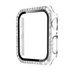 Luxury Crystal Glass Watch Case with Screen Protector - Premium Protective PC Cover for 38mm Series 3 2 1 (Transparent)