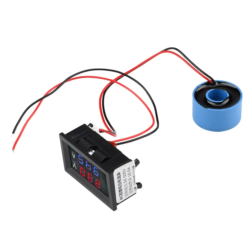 10A 50A 100A 220V 전압 전류 측정기 테스터 AC 50-500V 디지털 LCD 볼트미터 암미터 감지기 전류 변압기