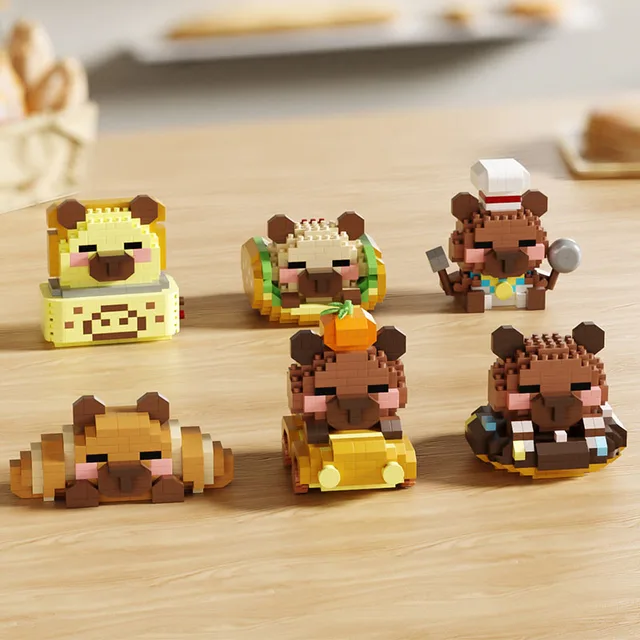 Cute Capybara DIY Small Building Blocks Anime and Cartoon Assembly Action Models Decorative Toys and Birthday Surprise Gifts 4