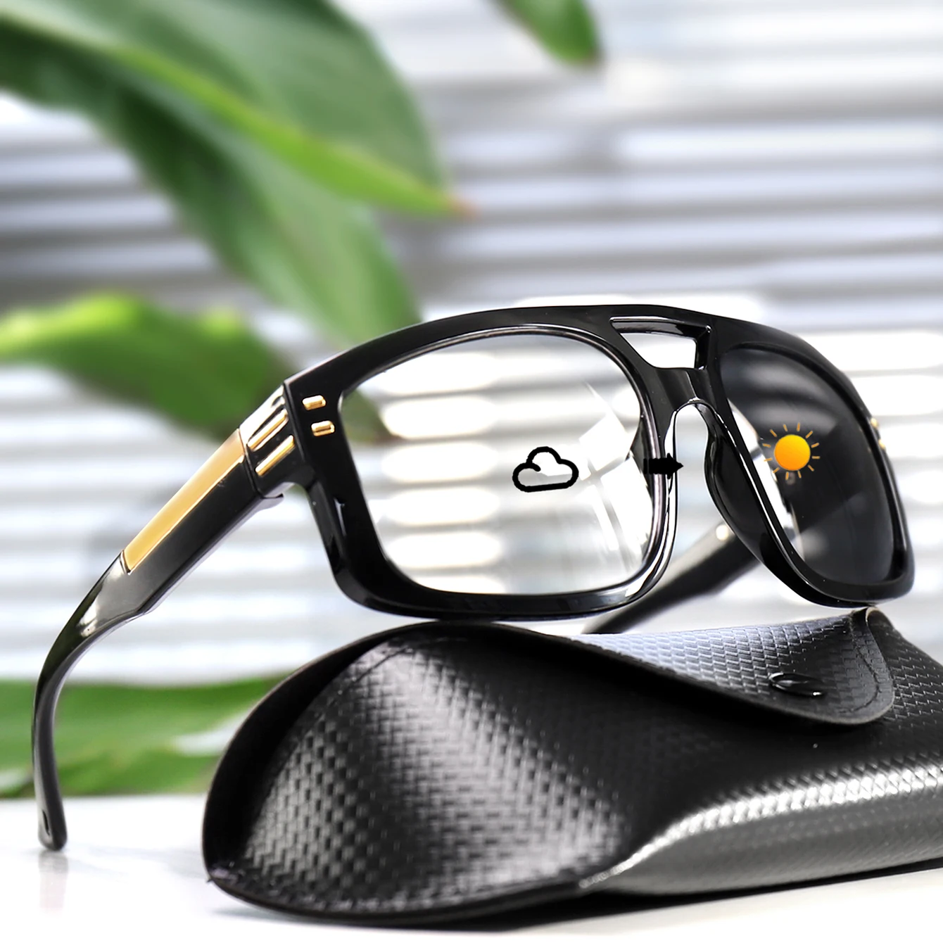 カジュアルフォトクロミックサングラス、男性と女性用ファッションスクエア防風ゴーグル、アウトドアスポーツ、ランニング、ハイキング、サイクリング用