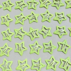Set of 10 Luminous Star Hair Clips - Colorful Glow - in - the - Dark Barrettes (Fluorescent Green)