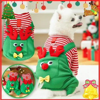 Christmas Santa Deer Pattern Pet Clothes Dog Supplies Four-Legged Pet Cat Clothes Teddy Bichon Vest Home Garden Pet Products 1