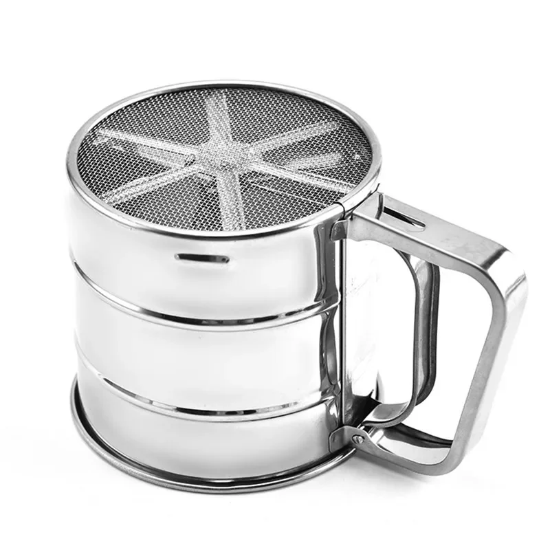 Stainless Steel Flour Sieve Cup Powder Sieve Mesh Kitchen Gadget For Cakes Hand-Screened Sugar Mesh Baking Strainer