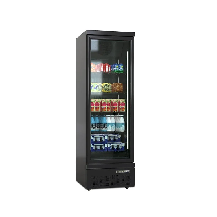 Supermarket Vertical Upright Freezers Display Glass Door Beverage Cooler Refrigerator Showcase
