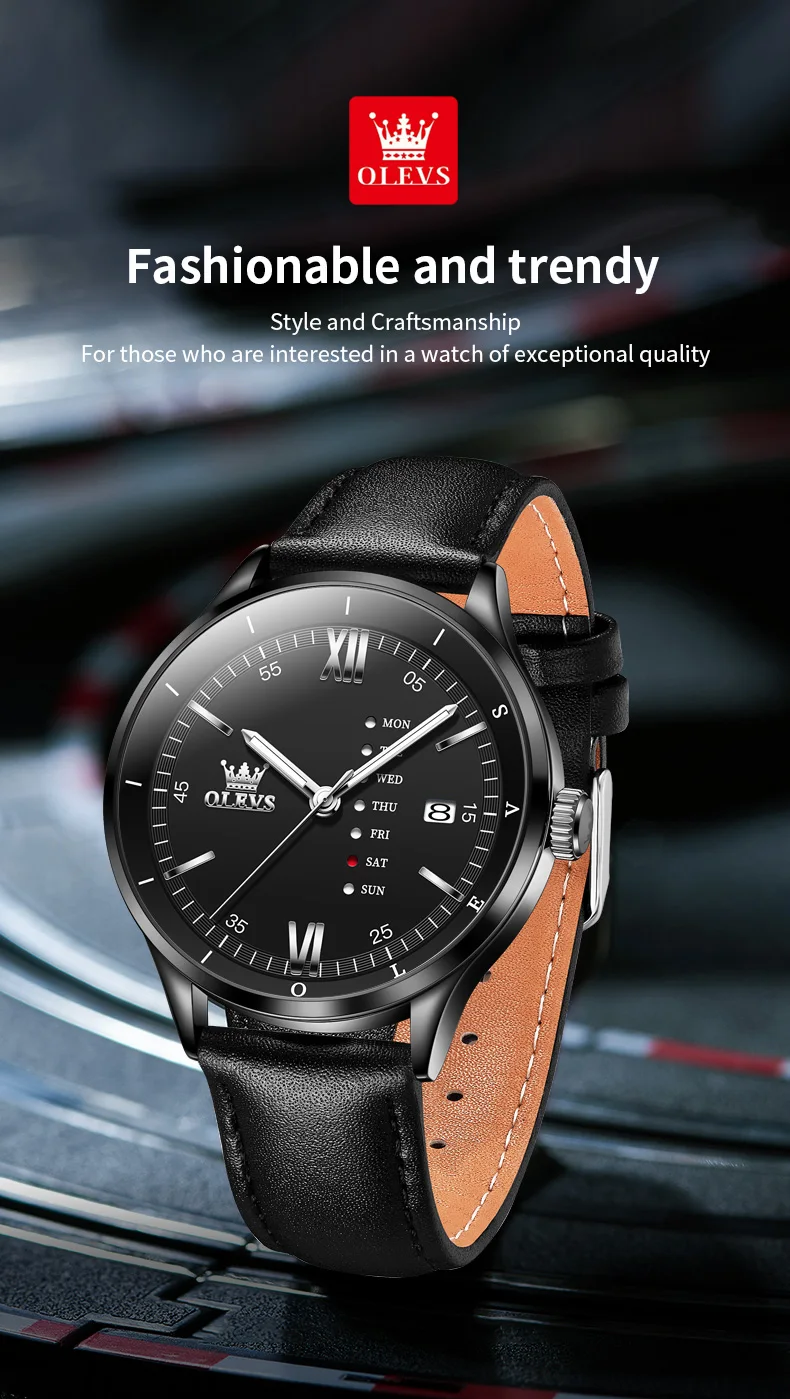 OLEVS 2931 Men Watch Fashion Simple Leather Waterproof Luminous Calendar Chronograph Luxury Brand Sports Quartz Men Watch Reloj