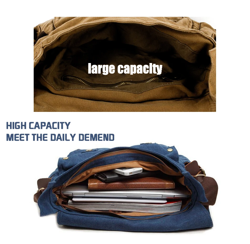 MARKROYAL Canvas Leather Mens Large Crossbody Bag Male Messenger Bag Brand Shoulder Large Capacity Satchel,canvas bag,mens messenger bag,mens leather bag