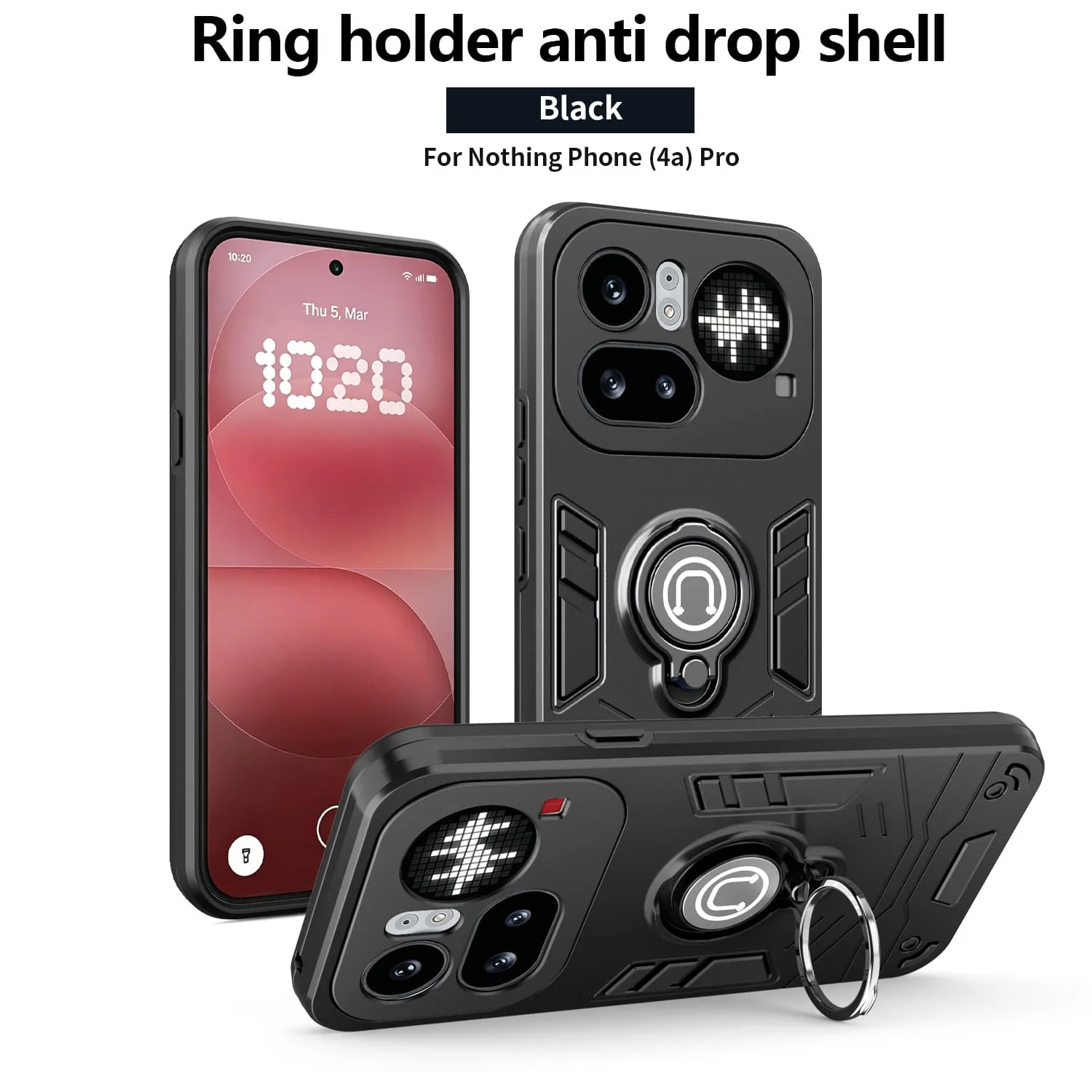 Luxury Metal Finger Holder Shockproof Armour Case with Camera Protection Cover