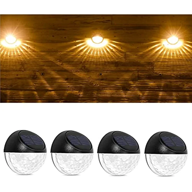 Solar Fence Lights Outdoor LED Deck Waterproof Automatic Decorative Wall Lighting for Deck Patio Yard Path and Driveway