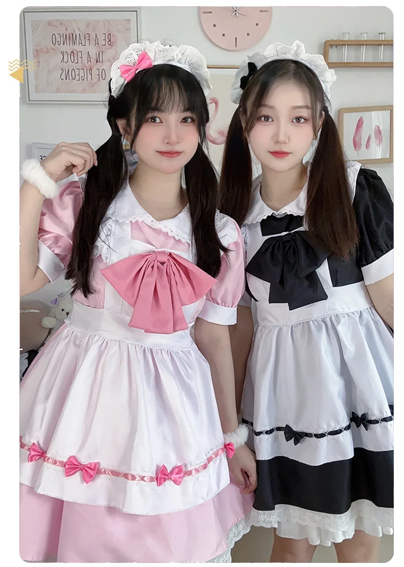 Lolita Cosplay Kleid Pink Maid Anime Kawaii Sweet Halloween Damen 28