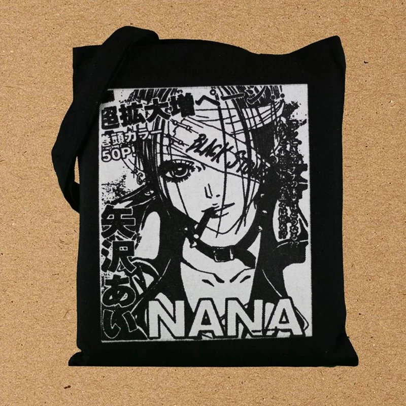 

nana anime Japanese Anime Manga Reusable Shopping Bag Harajuku Women Canvas Tote Bags Printing Eco Bag Shopper Shoulder Bags Y2K