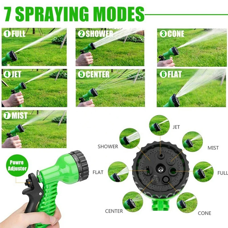 Expandable Magic Hose High-Pressure Car Wash 7 Water Spraying Functions Water Gun Home Garden