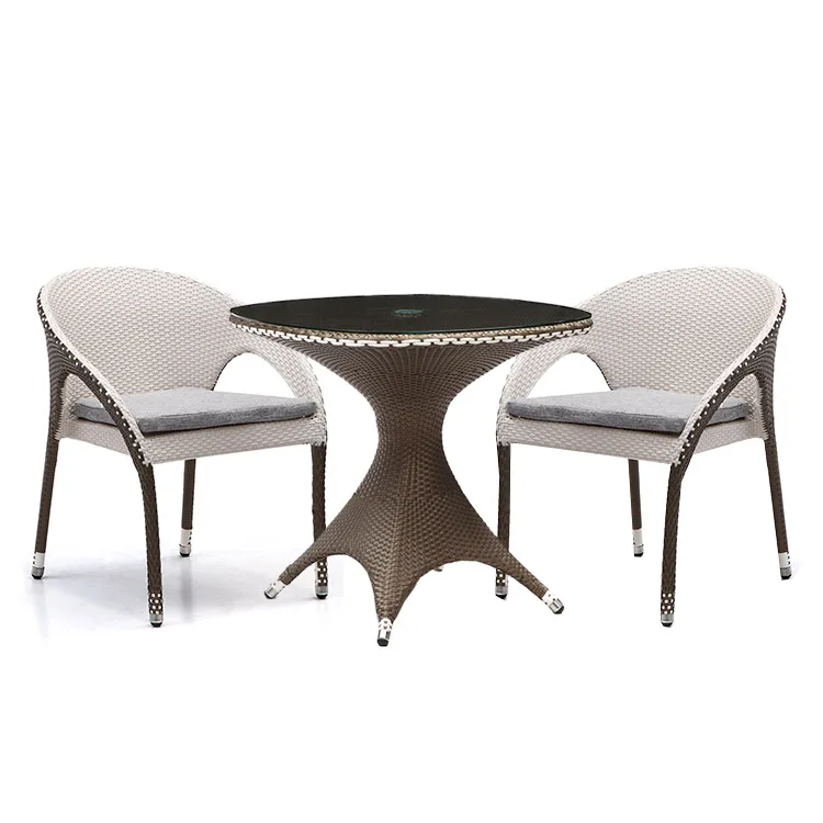 strong resistance modern outdoor garden coffee chair rattan wicker furniture set for villa