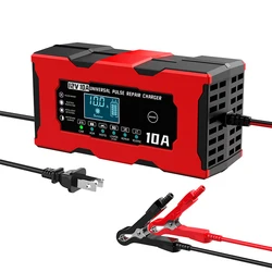 Smart 12V 10A Battery Charger for Various Battery Types with Repair Function (US plug)