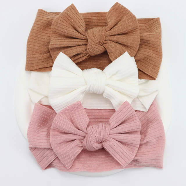 3Pcs/Lot Knit Baby Headband Bow Newborn Elastic Soft Nylon Headbands For Baby Girl Turban Infant Hair Accessories Kids Headwear 2