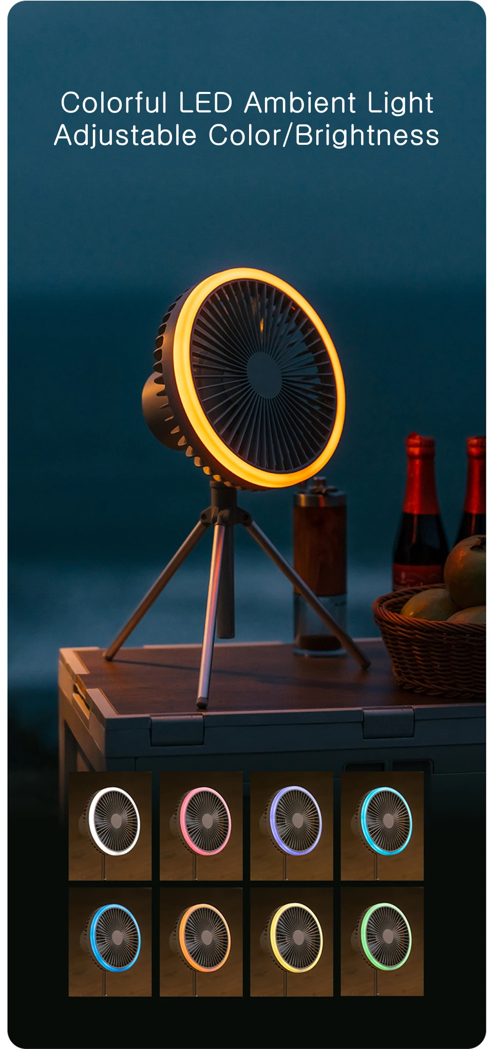 Outdoor Portable Controle Remoto Camping Fan Retrátil