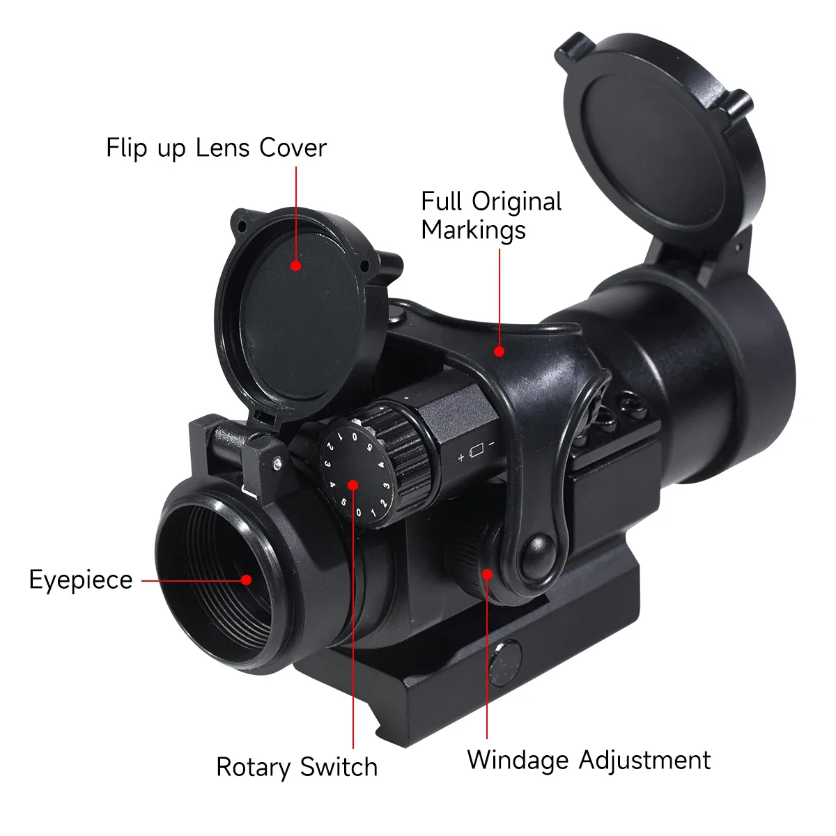 M2 Red Dot Sight 4MOA Reflex Red Dot Optics Sights Airsoft Hunting Shooting Riflescope Fits 20MM Rail Tactical Acsessories
