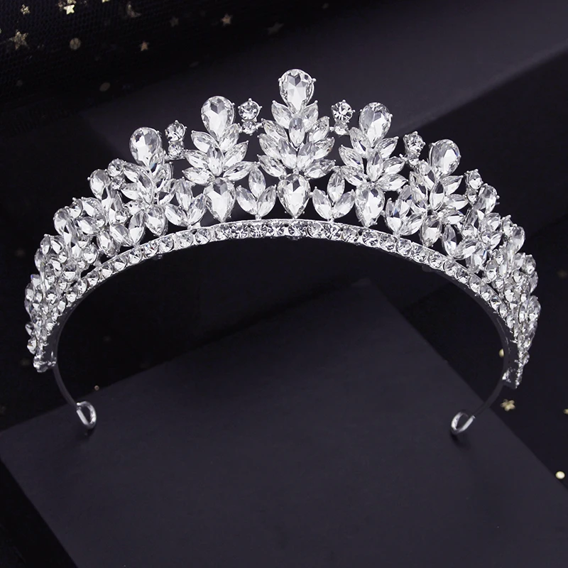 Copricapo Di Lusso Barocco Royal Queen Diademi Corona Nuziale Da Sposa Per Ragazze Crystal Silver Colors Prom Birthday Hair Jewelry
