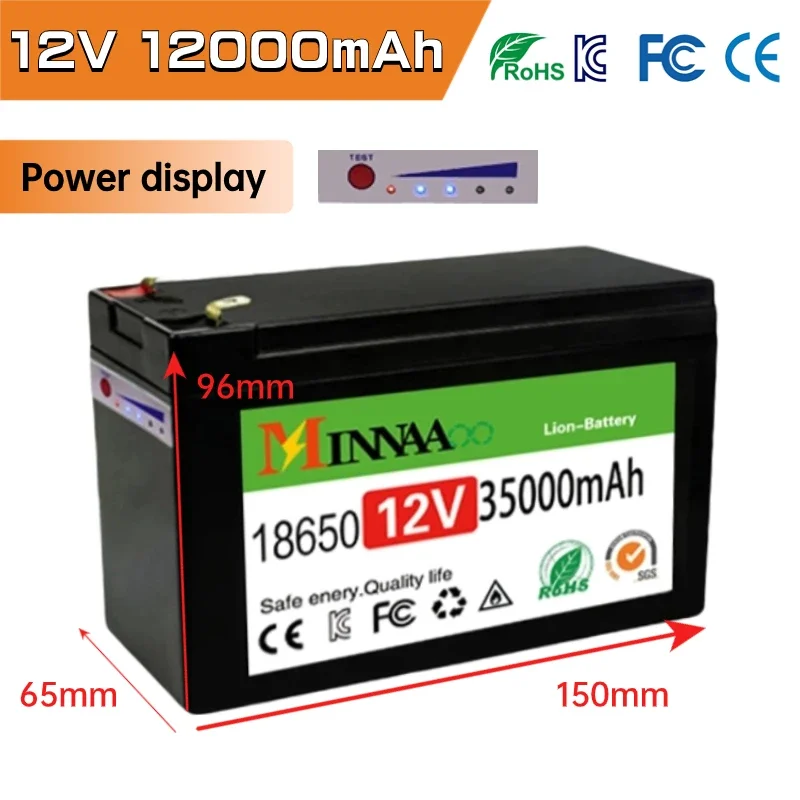 

New 12V 120Ah Portable lithium Battery Pack Lithium Built-in BMS For Solar Boat+12.6V Charger