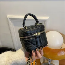 

Fashion Mini Buckets Handbags For Female Luxury Design Brand Pure Color Diamond Lattice Pu Leather Shoulder Bags Phone Purse Sac