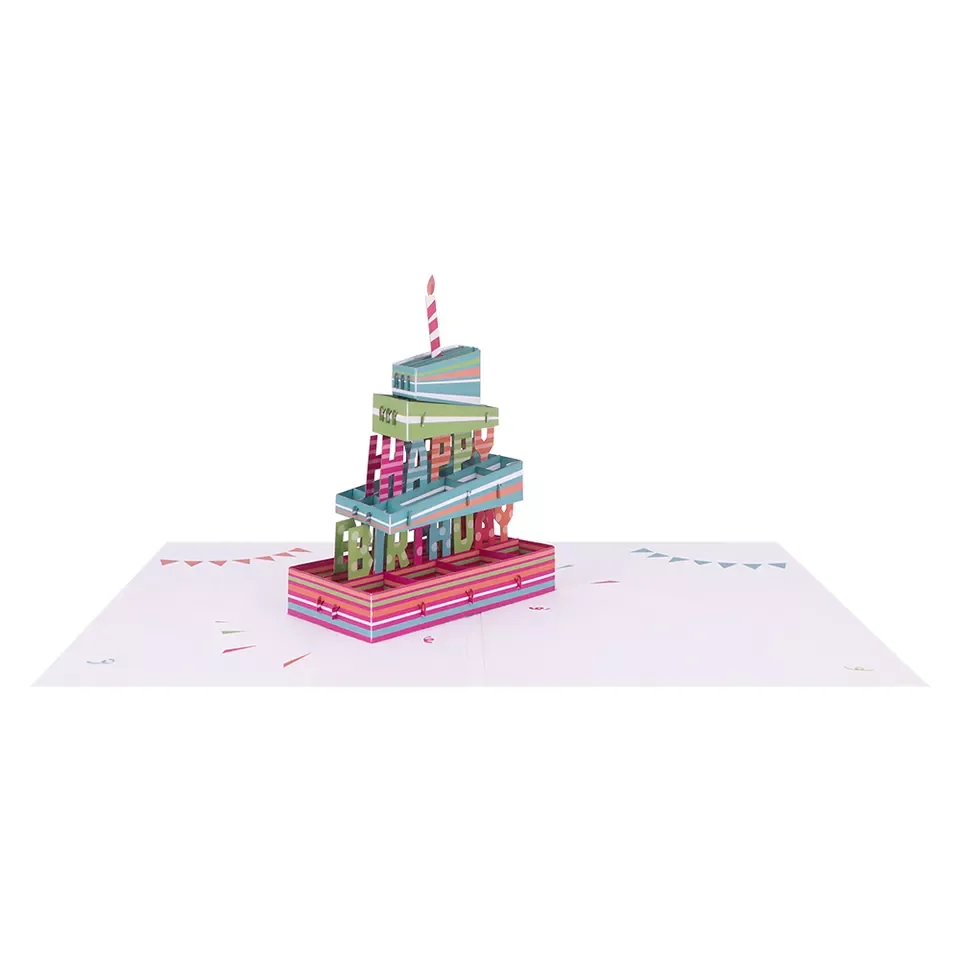

Winpsheng custom 3d birthday cake paper cards invitation cards 3D Pop Up Card birthday