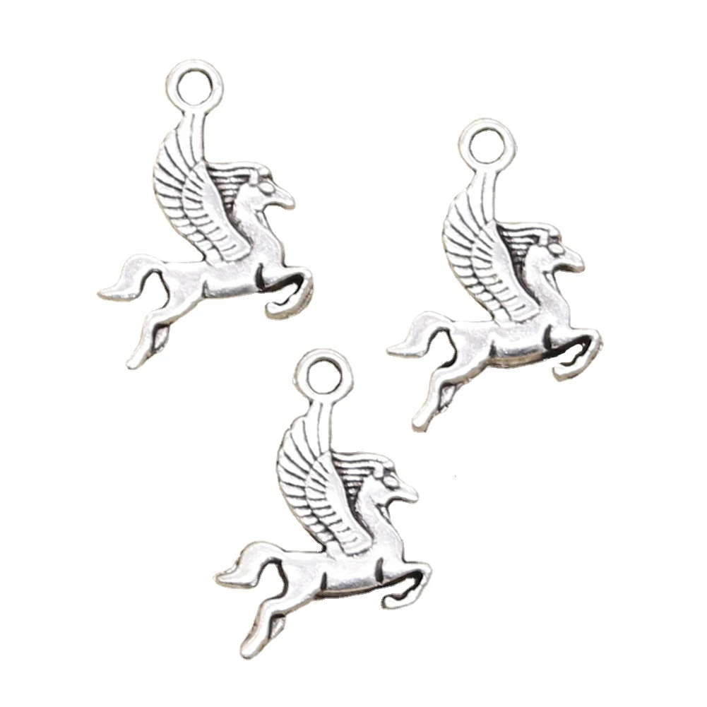 15 Stück Charms Pegasus Flying Horse 20x15mm Antikherstellung Anhänger passend, Vintage tibetische Bronze Silber Farbe, DIY handgefertigter Schmuck
