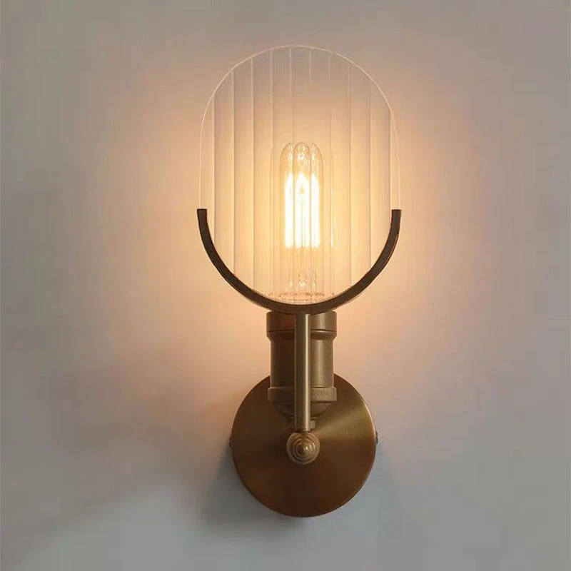 

Vintage Wall Lamp Designer Bedside Aisle Coffee Bar Glass Shade Industrial Lighting LED Wall Light Indoor Retro Sconce Lights