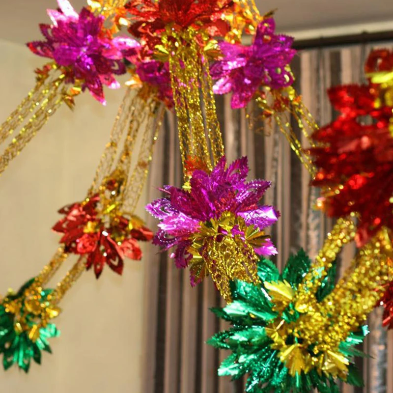 2/4pcs Christmas Metalic Foil Garland Ceiling Hanging Decoration ...