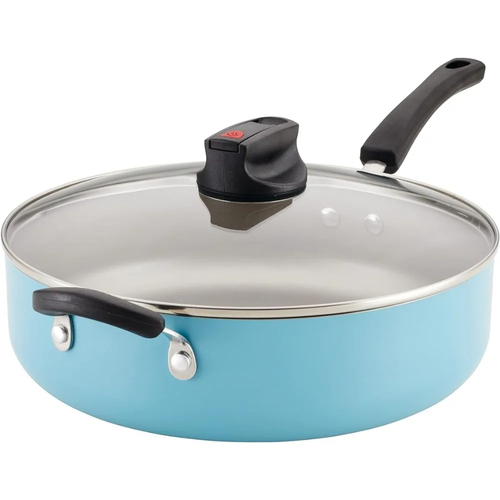 

Farberware Smart Control Nonstick Jumbo Cooker/Saute Pan with Lid and Helper Handle, 6 Quart, Aqua