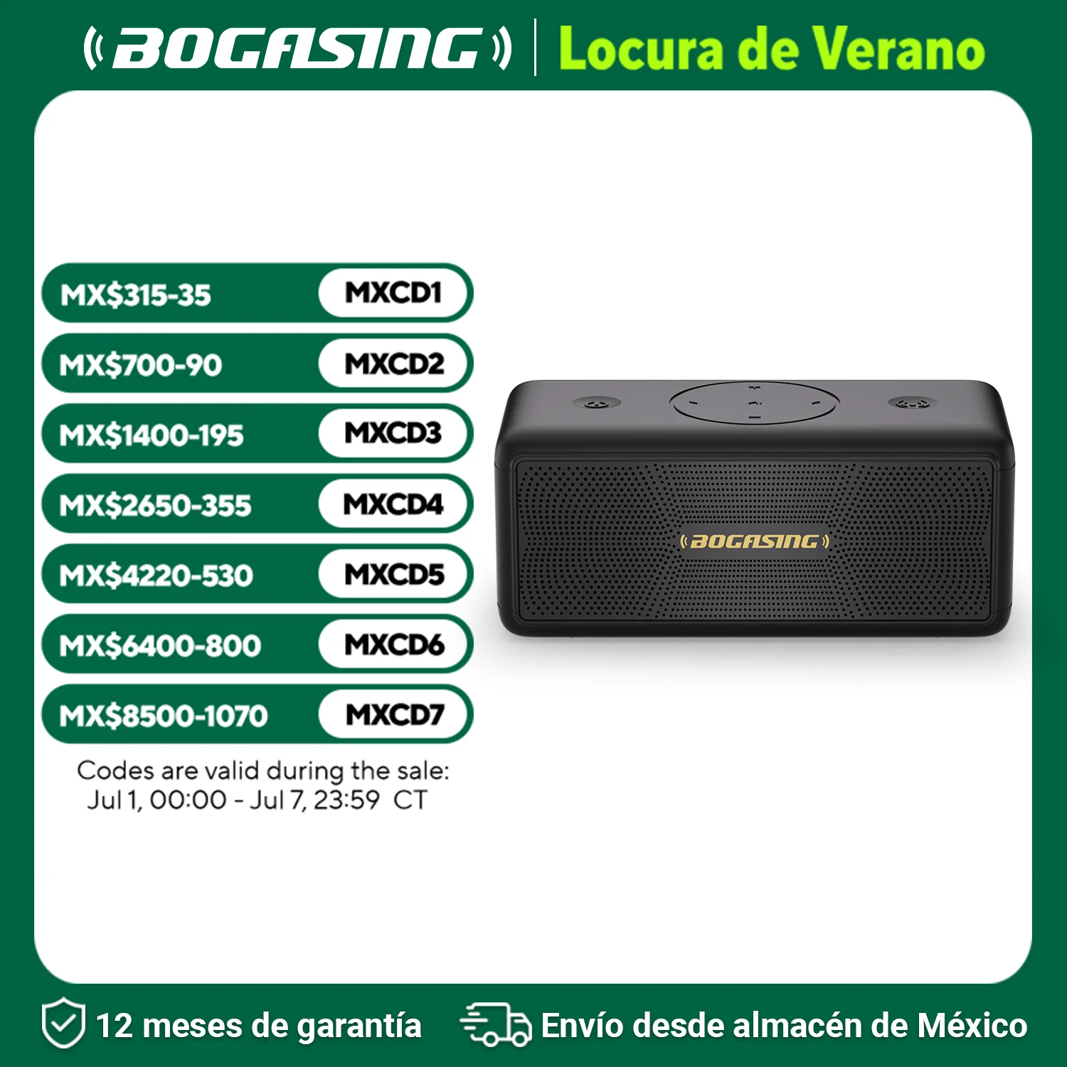 BOGASING M5 Altavoz Bluetooth portátil con graves mejorados, 40W, sonido de 360 ​​grados, resistente al agua IPX7, para acampar