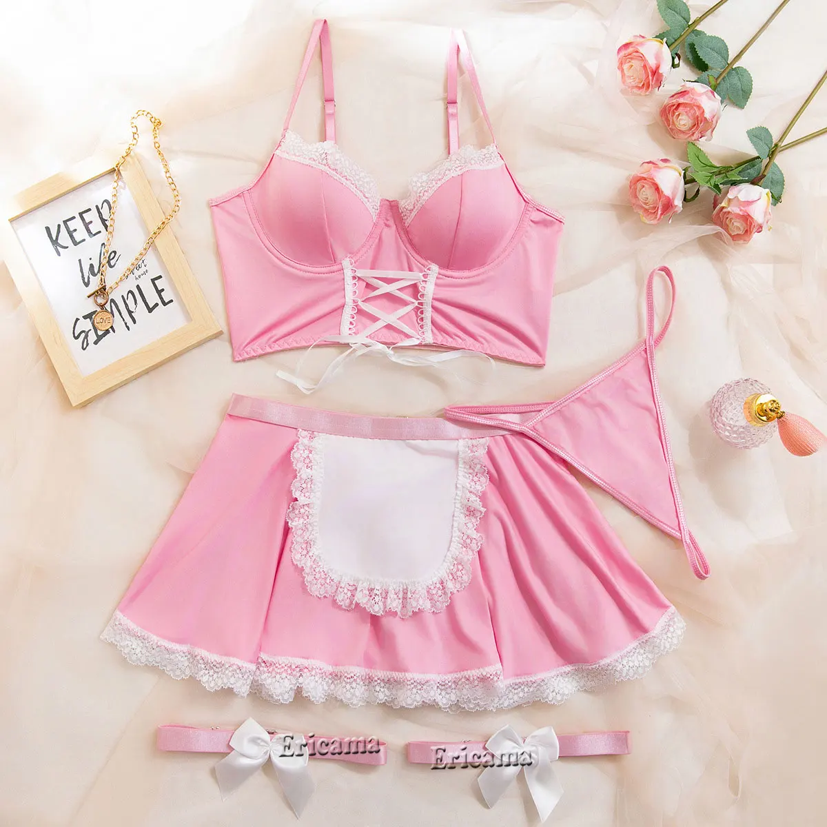 Ensemble de sous-vêtements érotiques en dentelle transparente, Lingerie Sexy, soutien-gorge et culotte, jarretelles, vêtements de nuit érotiques chauds