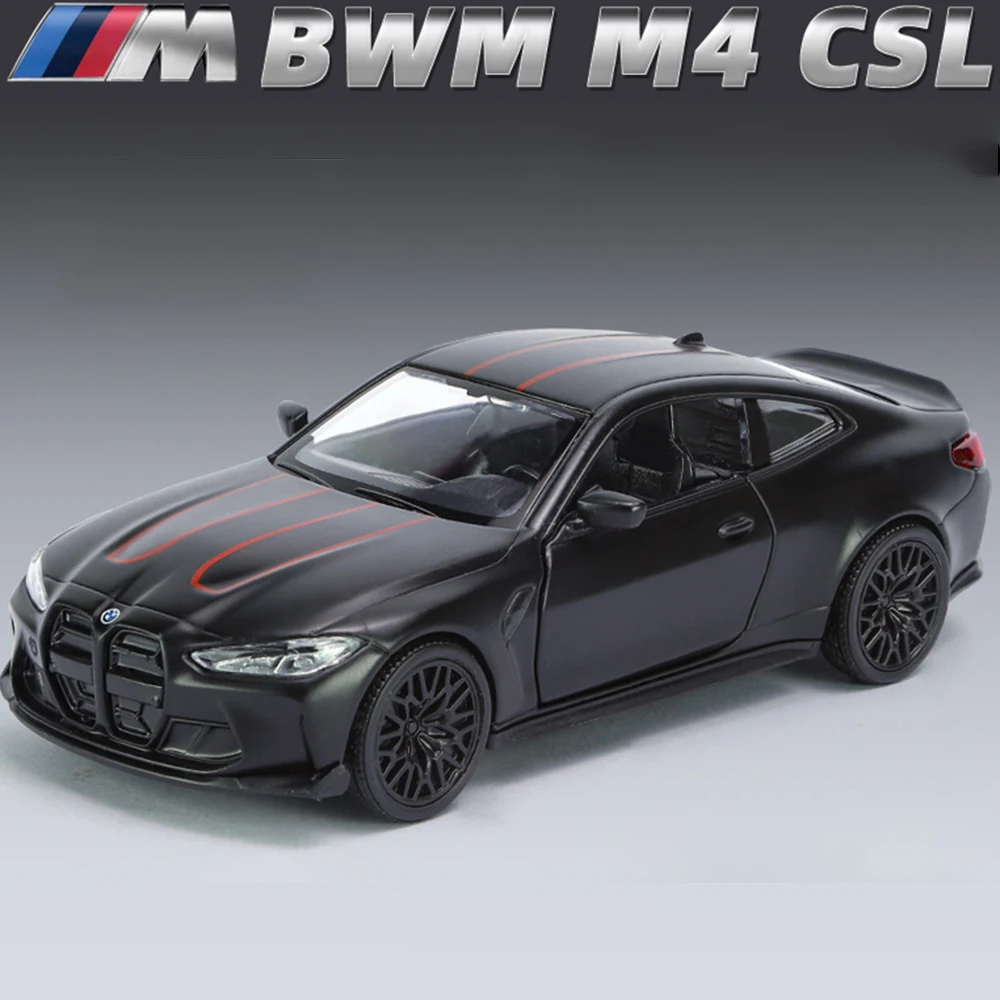 Modellino Auto BMW M4 CSL Scala 1/36 – Pull Back Con Porte Apribili, Giocattolo Per Bambini (Bianco)