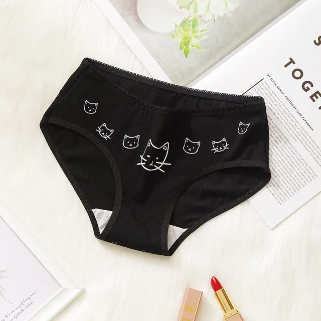Cute Cartoon Cat Cotton Underwear Set for Women Plus Size Breathable Panties - Image 4