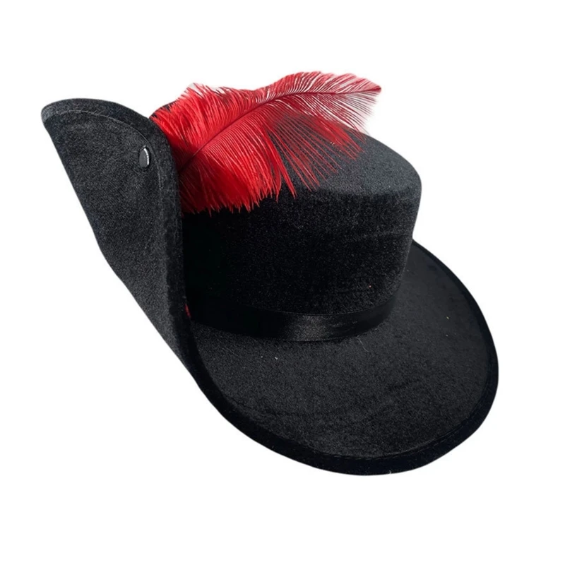 Gentleman Men Fedora Hat for Winter Autumn Elegant Adult Felt Church Jazzs Hat with Feather Decors Taking Photo
