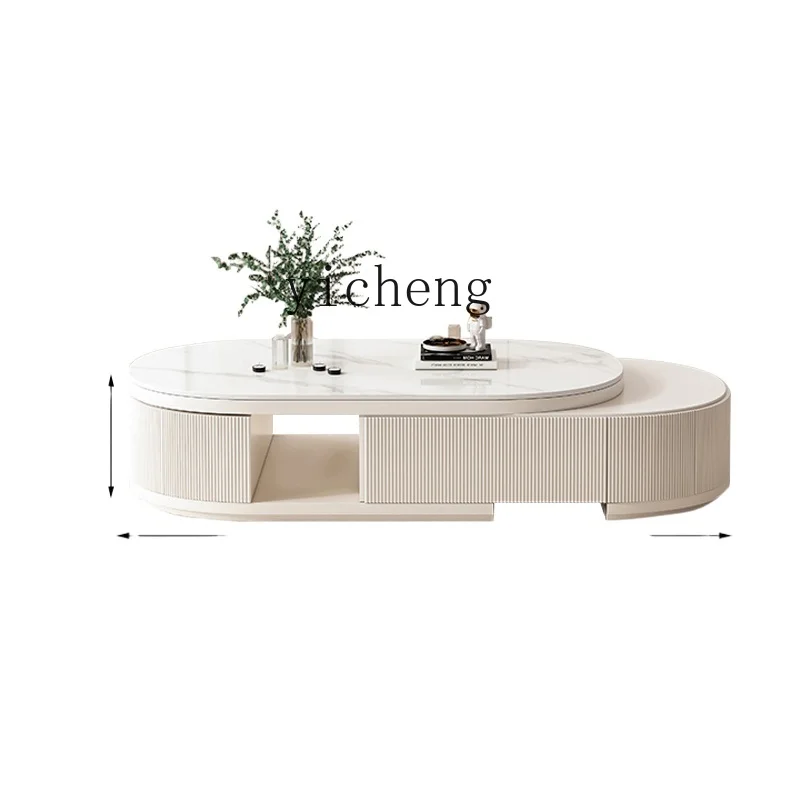 

YY TV Cabinet Unit Modern Simple Oval Retractable Home Small Apartment Coffee Table