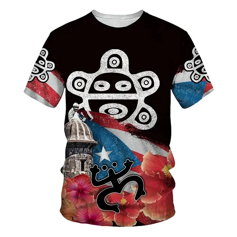 

3D Top Punk Street Apparel Puerto Rico Print Men's T-shirt Unisex Short Sleeve Casual Wear Harajuku Fashion Tshirt Tops Clothing