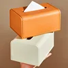 Waterproof Leather Texture Tissue Box Cover Napkin Holder Wet Paper Case Living Room Car Organizers Desk Storage 2