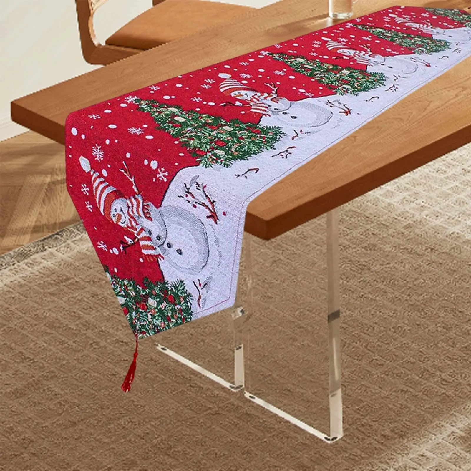 

Merry Christmas Table Runner Decorative Fashionable Xmas Tree for Farmhouse Xmas Kitchen Dining Table Decor Wedding Holiday