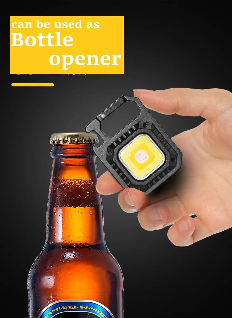 Portable Mini LED Flashlight USB C Rechargeable Keychain Light Multifunctional Work Light Outdoor Camping Lantern Fishing Torch