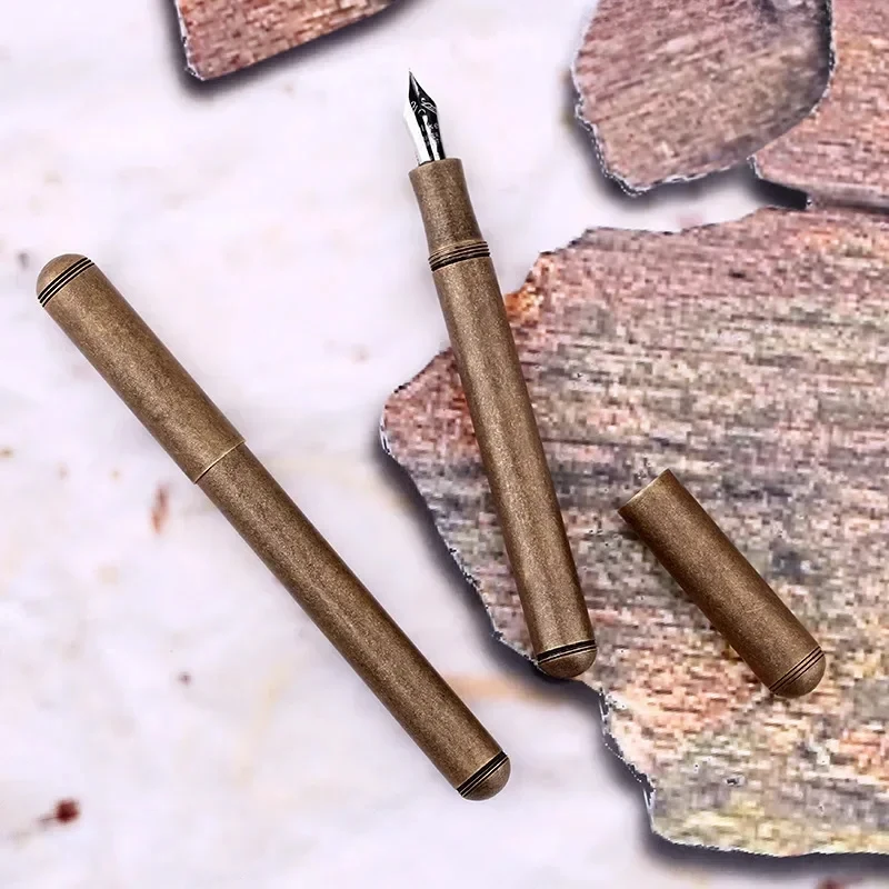 Fountain Pen Majohn DELIKE Brass Pocket EF/F/Bent 0.38 0.5MM Nib Golden Rotary Ink Loader Art Curved Short travel Writing