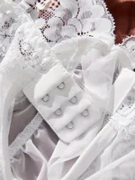 Sexy Contrast Lace and Mesh Ruffle Babydoll Dress Woman Sexy Nightgown V-neck Open Bra Sleep Skirt Nighties - Image 4