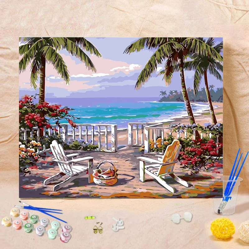 

80680-WJ- Diy landscape figures and animals hand-painted digital oil painting set