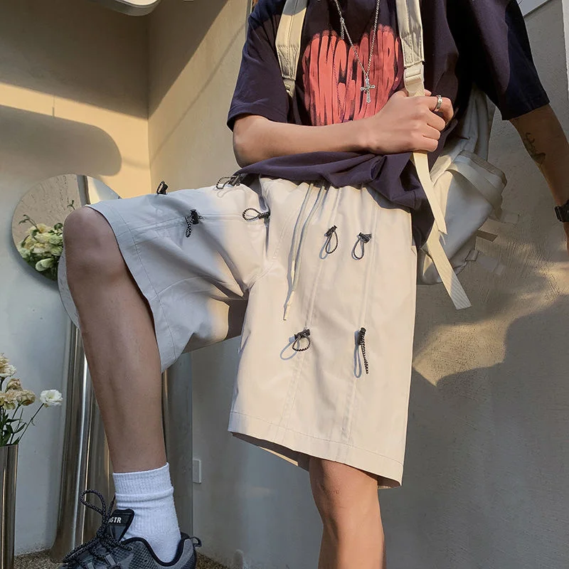 

Casual Shorts Street Trend Fashion Men's All-match Solid Color Straight Wide Leg Pants Thin Summer Tightening Short Pants