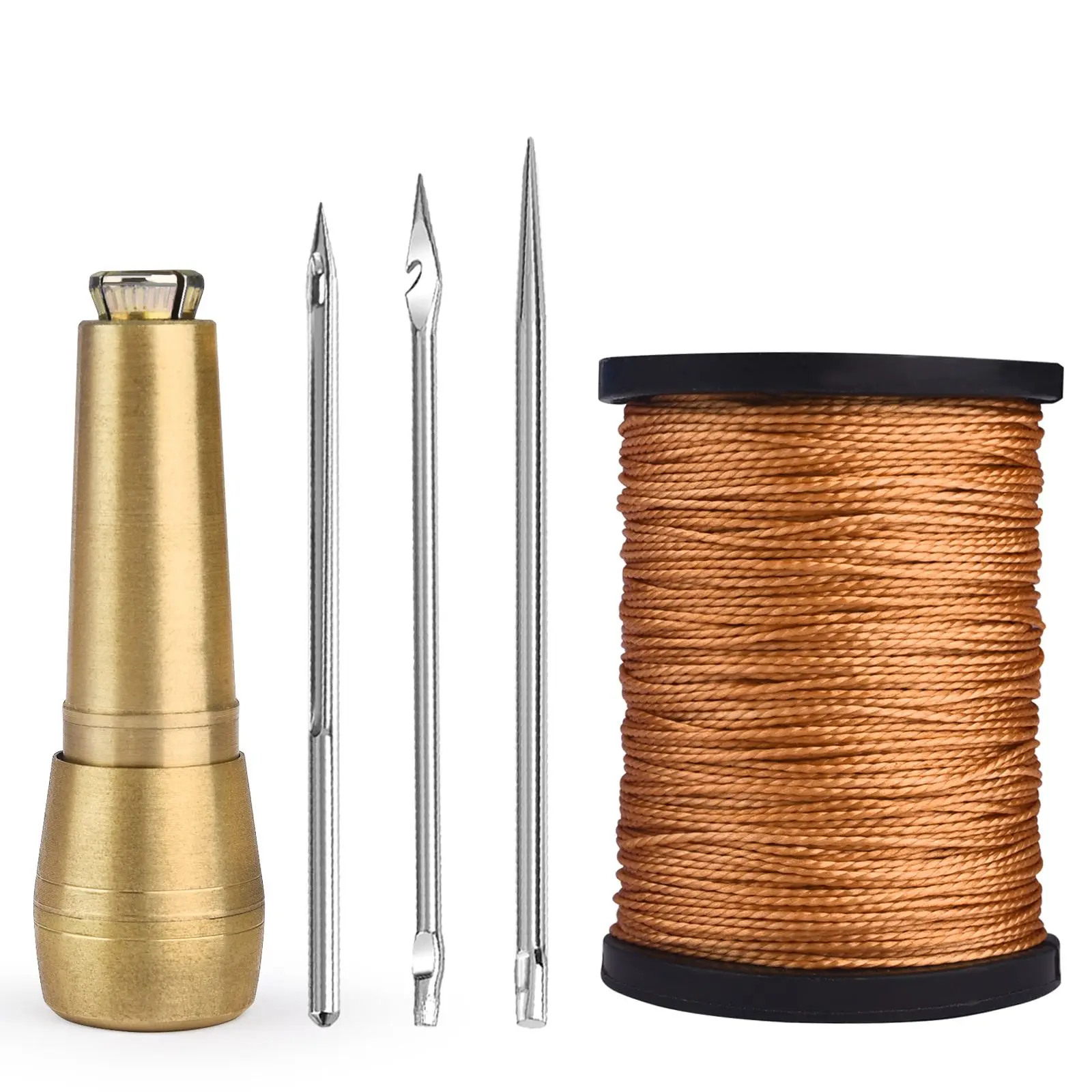 Leather sewing kit leather sewing kit DIY leather sewing awl needle with copper handle set canvas tent shoes repairing tool nylon thread